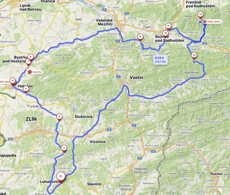 Na čtvrtek plánujeme horskou cestu, cca 220 km Luhačovice jsou asi tak uprostřed Moravy obklopeny vrcholy Bílých Karpat.